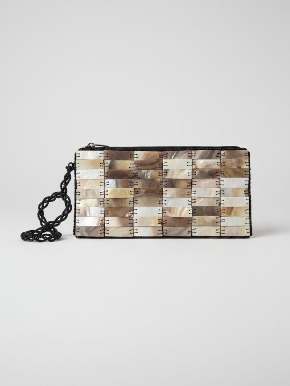 Mother-of-Pearl Shell Mosaic Wristlet Clutch | Iridescent | Evening Bag